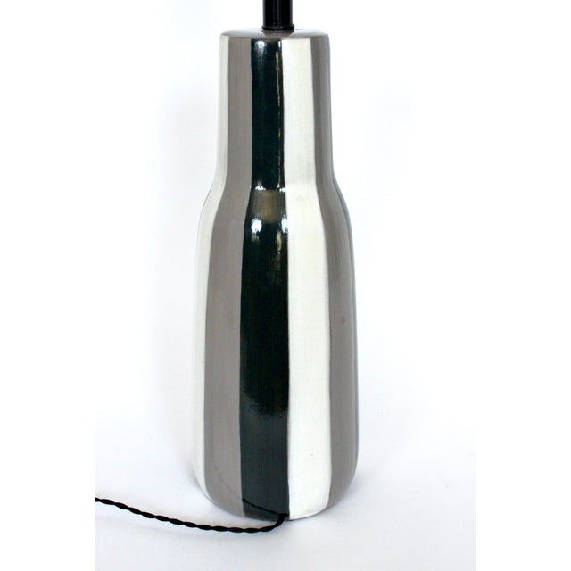 Tall Design-Technics Black, White & Gray Pottery Table Lamp, 1950's For Sale - Image 12 of 13