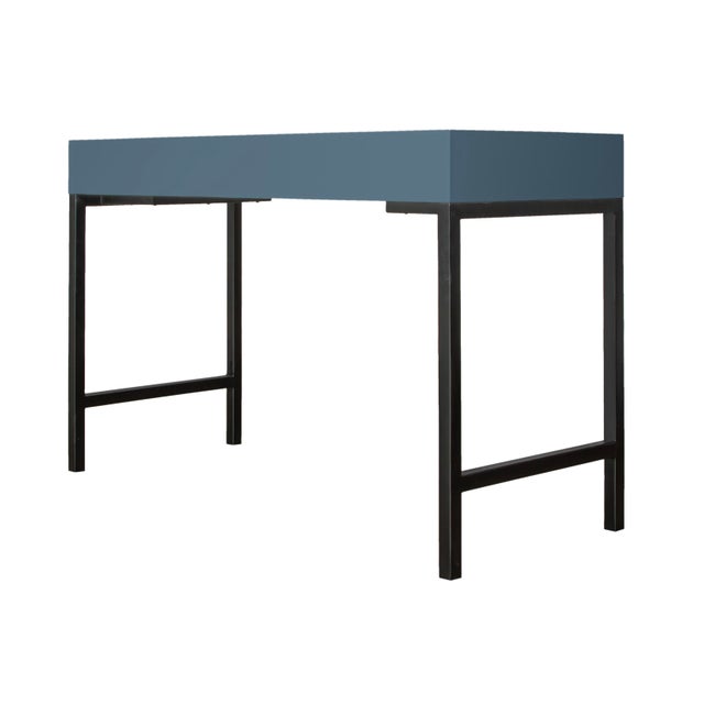 Maple Writing Desk - Regatta Blue For Sale In West Palm - Image 6 of 8