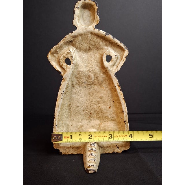 Antique Cast Iron Woman Hands on Hips Doorstop Original Paint 1920s Albany Foundry Americana For Sale - Image 9 of 11
