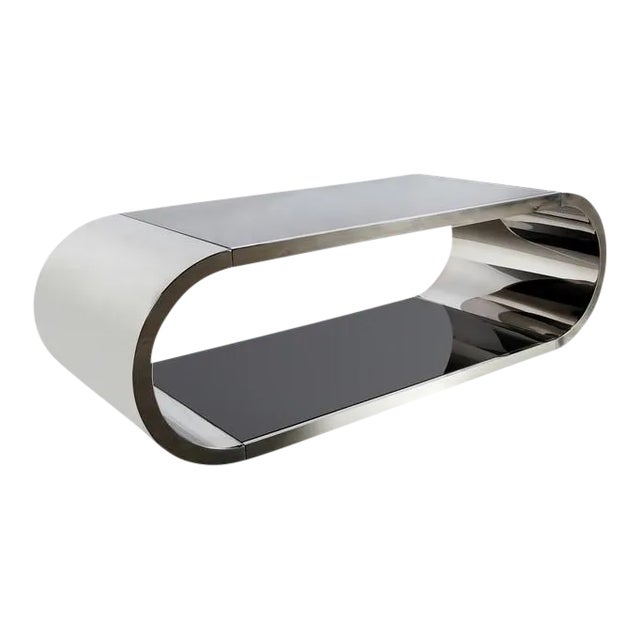 Modern Pia Glass & Silver Steel Coffee Table For Sale - Image 4 of 6