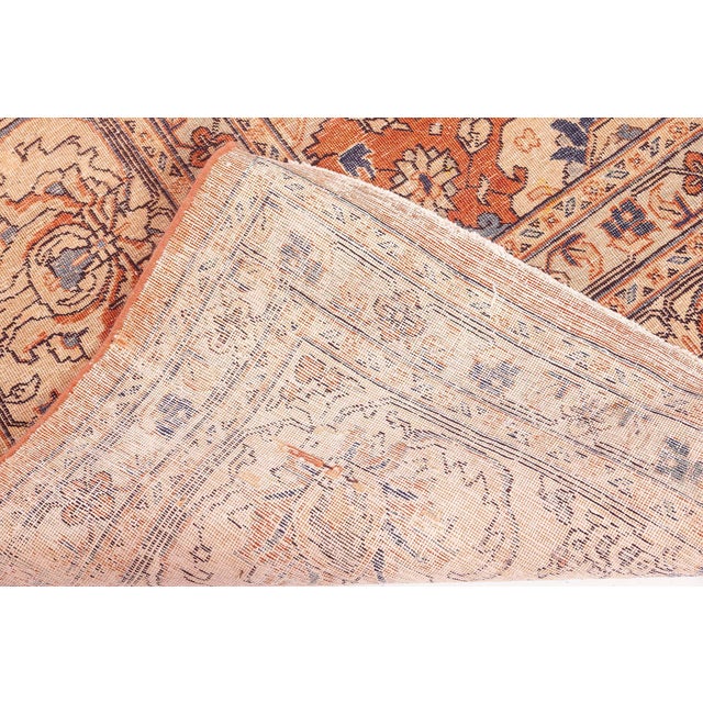 Persian Authentic Persian Tabriz Red Handmade Wool Carpet For Sale - Image 3 of 7