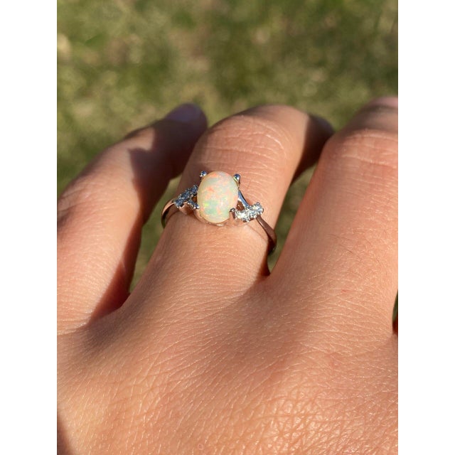 The Greater Sudbury: Natural Opal and Diamond Ring in White Gold For Sale - Image 11 of 11