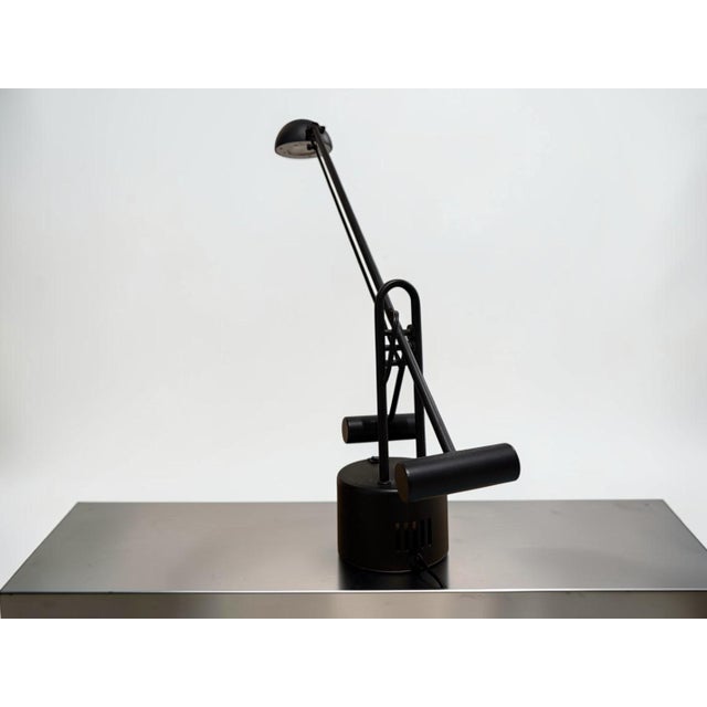Vintage Black Counterbalance Adjustable Halogen Desk Lamp – Postmodern Industrial For Sale In Miami - Image 6 of 12