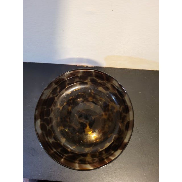 Vintage Italian Tortoiseshell Blown Glass Bowl For Sale - Image 4 of 9