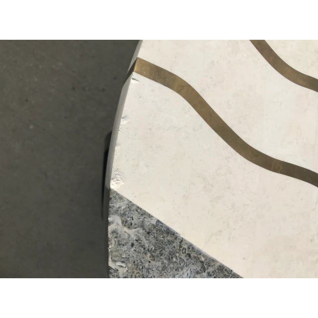 Metal Memphis Marble and Brass Inlay End Tables - a Pair For Sale - Image 7 of 13