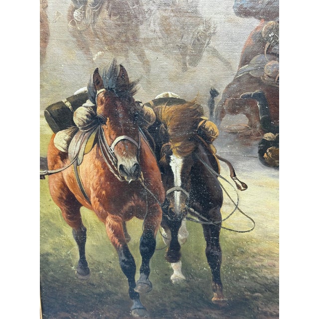 Edith Alice Simkins (1870–1949) “Runaway Horses” 1939 Large Oil on Canvas, Early Wwi Cavalry Aftermath Scene For Sale - Image 11 of 18