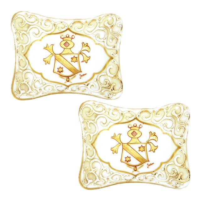 1920s French Coat of Arms / Heraldic Plates / Ashtrays, Pair For Sale
