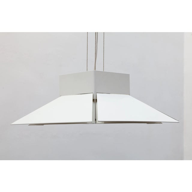 Large Scandinavian Adjustable Metal White Pendant, 1980s For Sale - Image 4 of 7