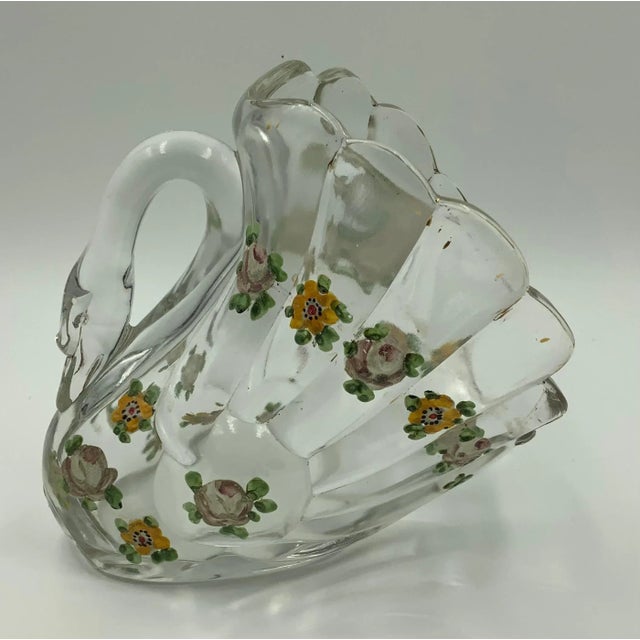 Mid-Century Modern Hand Painted Swan Depression Glass Vases - A Pair For Sale - Image 3 of 13