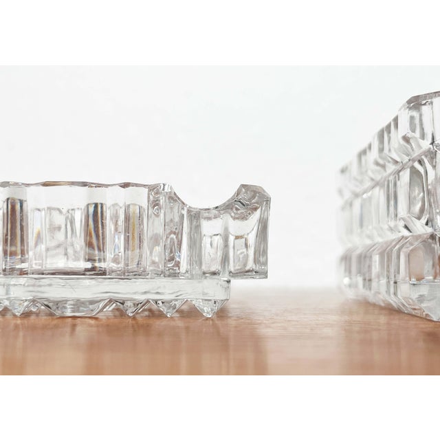 Glass Mid-Century Modern Crystal Glass Stacking Ashtray and Box from Julia, Poland, 1960s, Set of 2 For Sale - Image 7 of 18