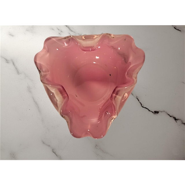 Mid-Century Modern Pink Opaline Murano Glass Centerpiece attributed to Seguso, 1950s For Sale - Image 3 of 7