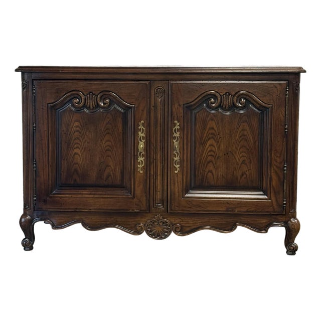 Henredon Louis XV Rustic Dark Oak French Sideboard For Sale