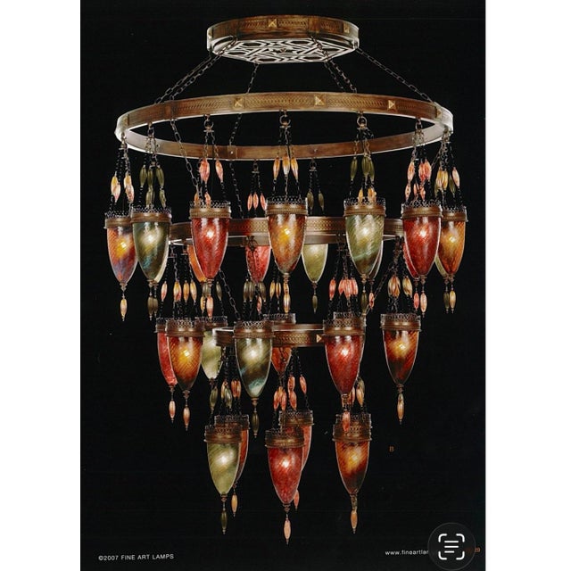 Fine Art Lamps Scheherazade Pendant - Dark Bronze With Oasis Green/Amber Dunes/Desert Sky Blue Lanterns For Sale In Miami - Image 6 of 6
