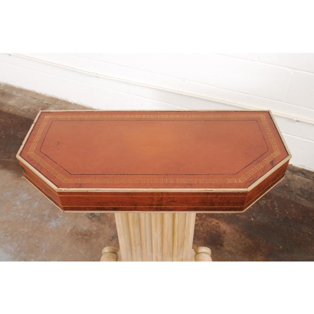Mid 20th Century French Leather-Top Pedestal Console Table For Sale - Image 4 of 12