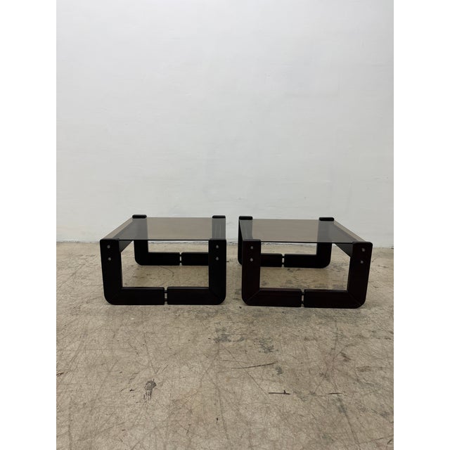 Percival Lafer Mp-97 Rosewood and Smoked Glass Side Tables, 1970s - A Pair For Sale - Image 15 of 17