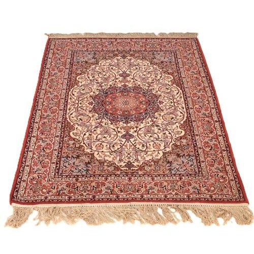 Middle Eastern Rug in Wool and Silk For Sale - Image 6 of 7