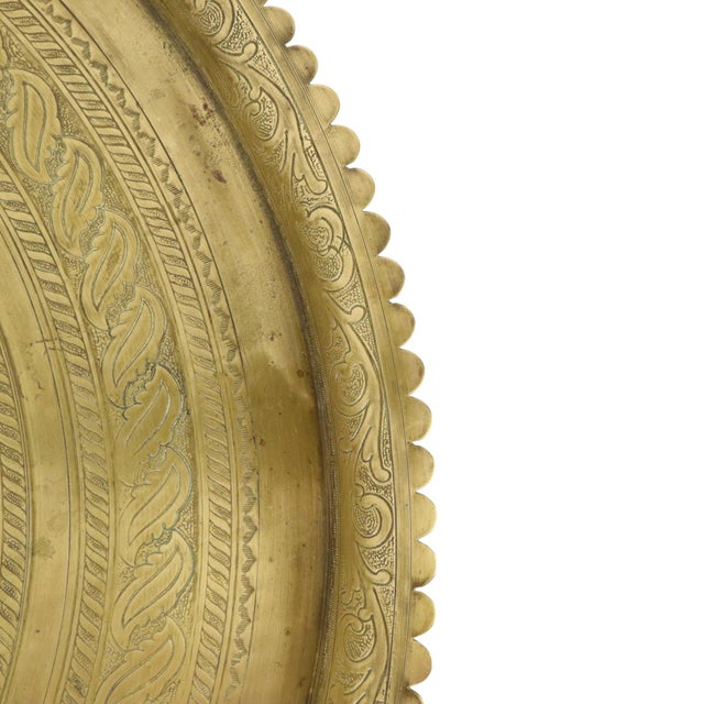 Large Oriental Brass Serving Tray with Floral and Geometric Pattern, 1920s For Sale - Image 12 of 18