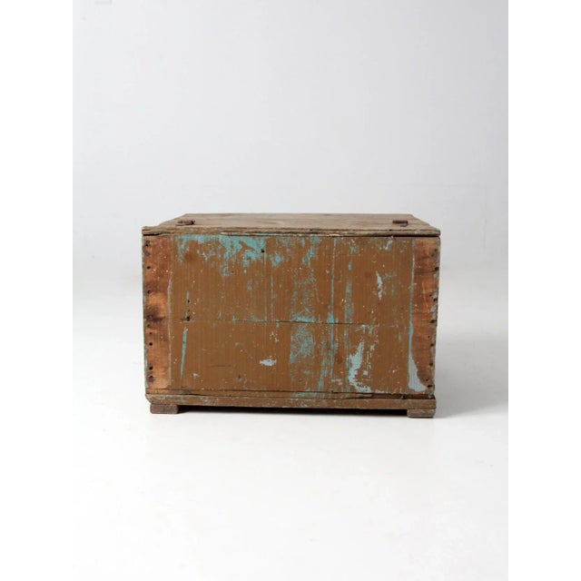 Brown Vintage Rustic Wooden Box For Sale - Image 8 of 12