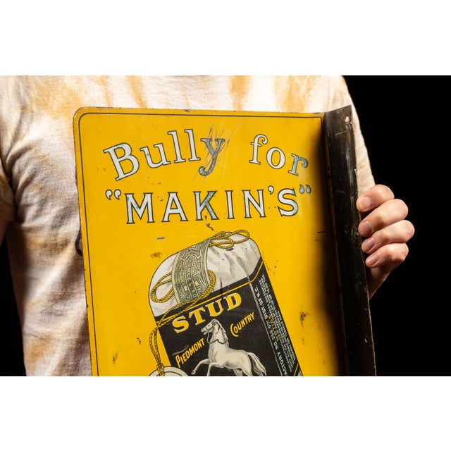 Metal Circa 1920 r.j. Reynolds Prince Albert and Stud Double-Sided Tin Sign For Sale - Image 7 of 8