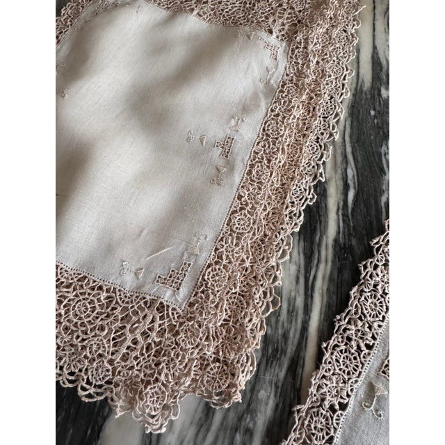 Textile Hand Crochet Linen Placemats - Set of 8 For Sale - Image 7 of 10
