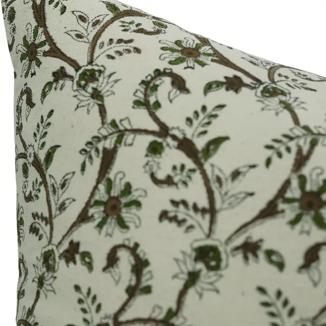 Art Deco Fabdivine Handmade Block Printed Cushion Cover 12x20 Inch Duck Canvas- Varanasi For Sale - Image 3 of 5