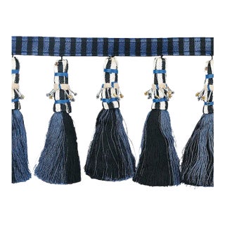 Schumacher Antony Tassel Trim in Blue & Black For Sale