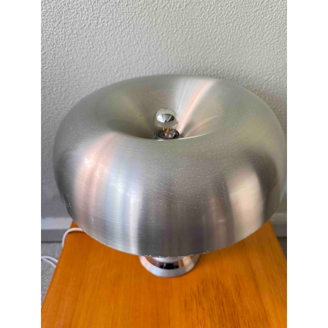Mushroom Table Lamp in Aluminum and Chrome by Luigi Massoni for Guzzini, Italy, 1970s For Sale - Image 6 of 18