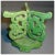 Antique Chinese porcelain stand in apple green. Three supports built up of scroll work all resting on a round plinth. Good...