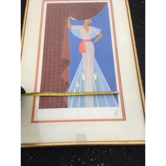 Art Deco 1977 "The Curtain" Art Deco Serigraph Signed and Numbered 217/300 by Erte, Framed For Sale - Image 3 of 8