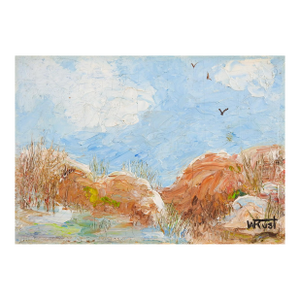 Late 20th Century Small Impressionist Sand Dunes Beach Painting