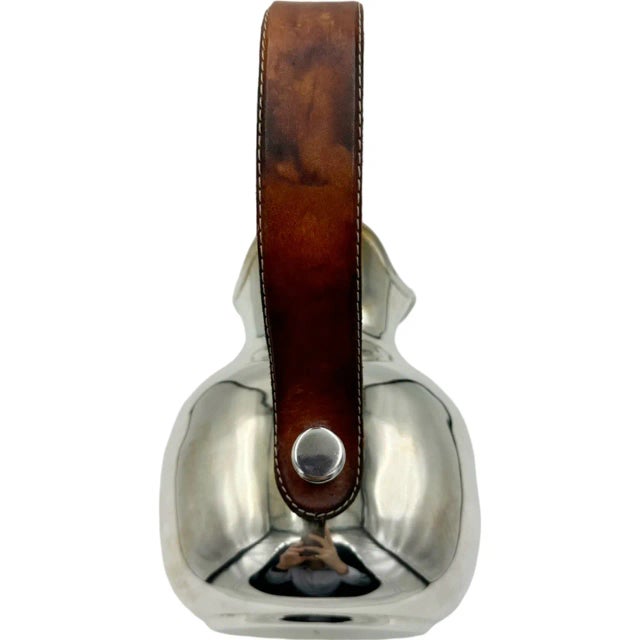 Metal Vintage Hermes Paris Silver Plated Pitcher W Leather Handle Barware For Sale - Image 7 of 13