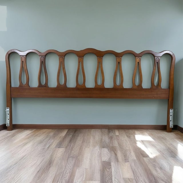 This king size vintage headboard is an elegant balance between Mid-Century Modern simplicity and the romance of French...