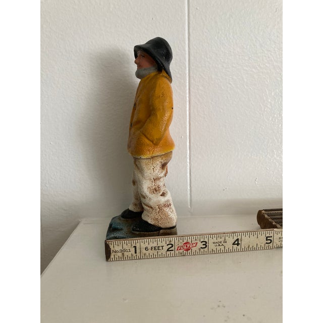 Metal Vintage “Old Salt“ Gloucester Fisherman Cast Iron Doorstops/Bookends For Sale - Image 7 of 8