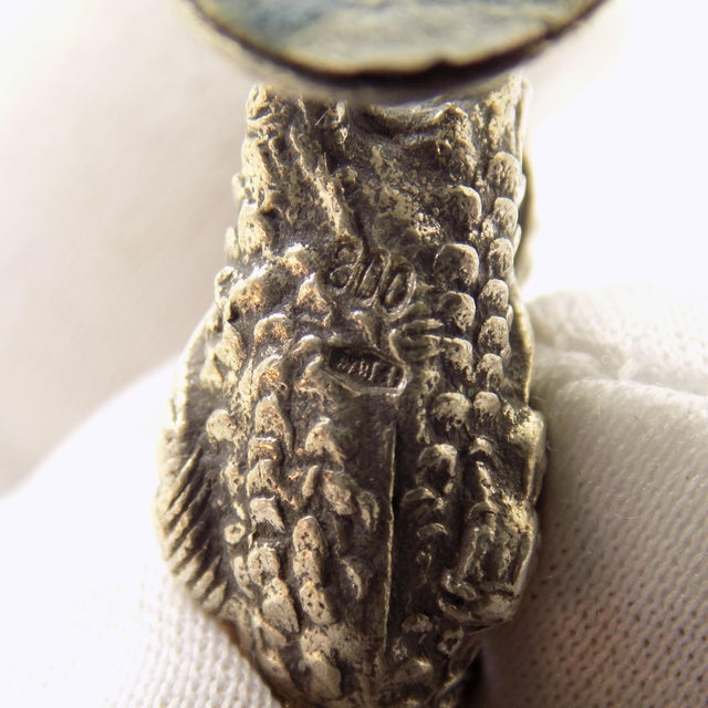 Vintage Italian Handmade Genuine Silver Cockerel Roaster Figurine Miniature For Sale - Image 6 of 9