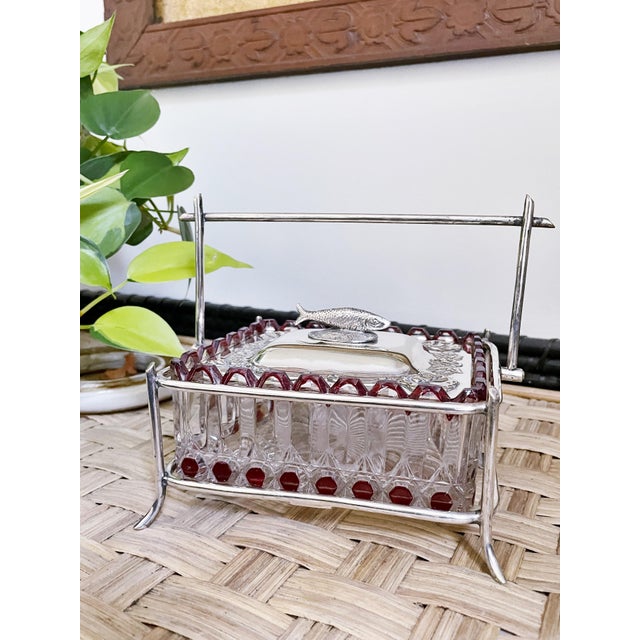 A wonderful antique circa late 1800s English silver plate and cut glass sardine box! In fantastic condition for its age,...