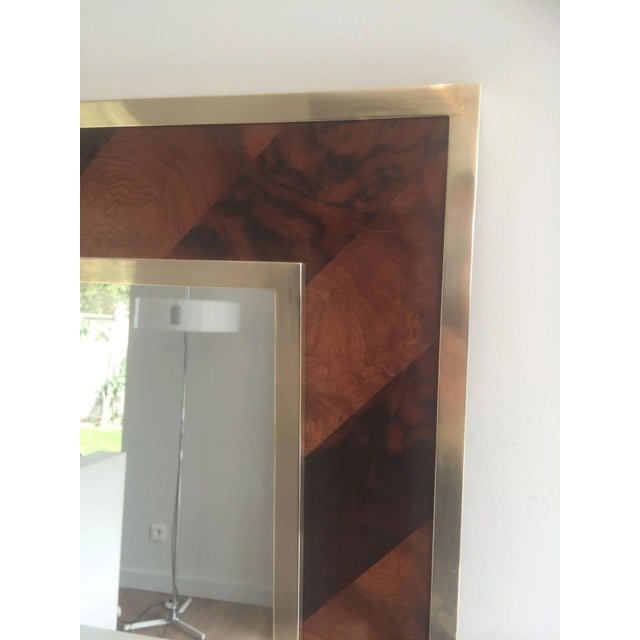 Mirror Made of a Burr Walnut Marquetry and Brass, circa 1960 For Sale - Image 10 of 13
