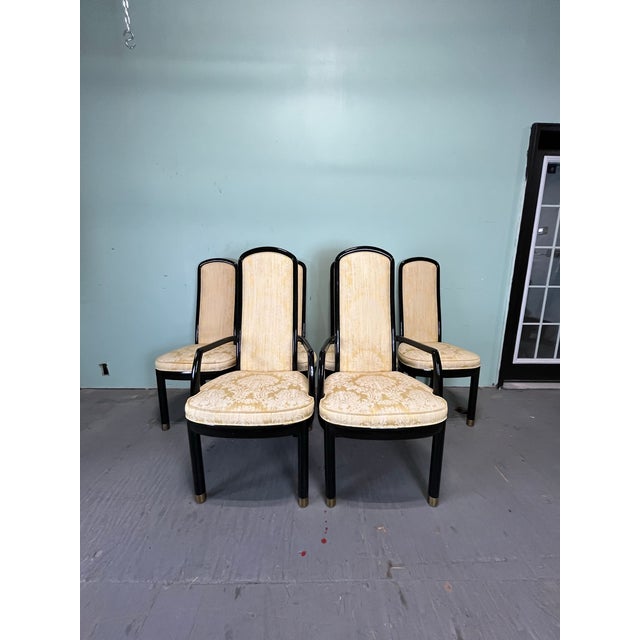 Black Henredon Scene 3 Lacquer Dining Chairs Set of 8 For Sale - Image 8 of 12