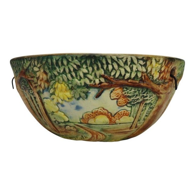 Weller Arts & Crafts Forest Woodcraft Pottery Hanging Planter C1920 For Sale - Image 6 of 11