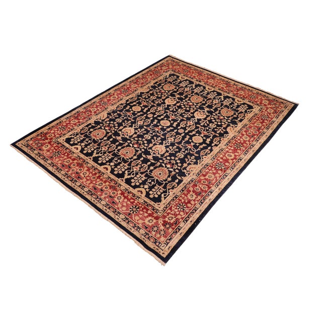 Traditional Classic Ziegler Blue Red Hand-Knotted Wool Rug - 8'4'' X 10'0'' For Sale - Image 3 of 8