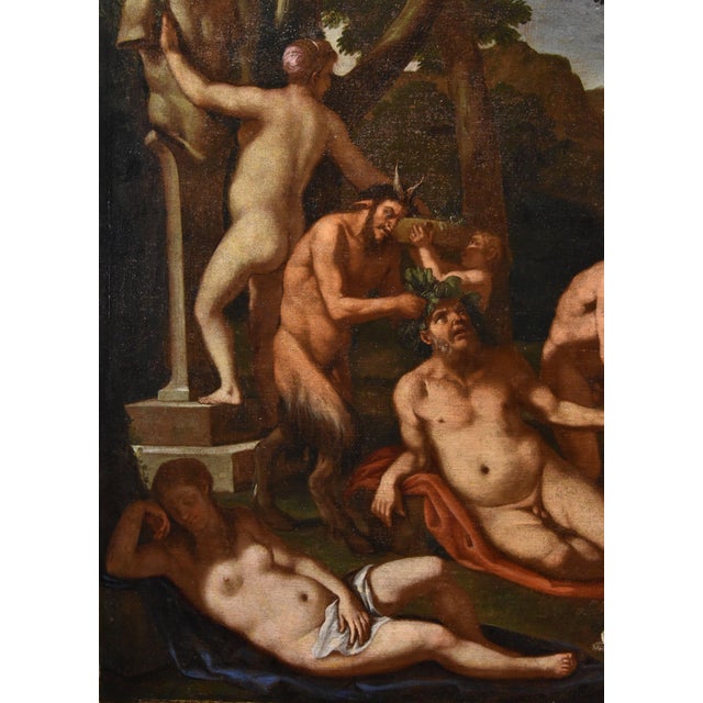 Giulio Carpioni, Bacchanal Bacchus Mythological Carpioni Scene, 1660, Oil on Canvas, Framed For Sale - Image 12 of 16
