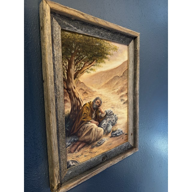 “Weary Prophet” Oil on Canvas in Reclaimed Wood Frame For Sale - Image 4 of 8