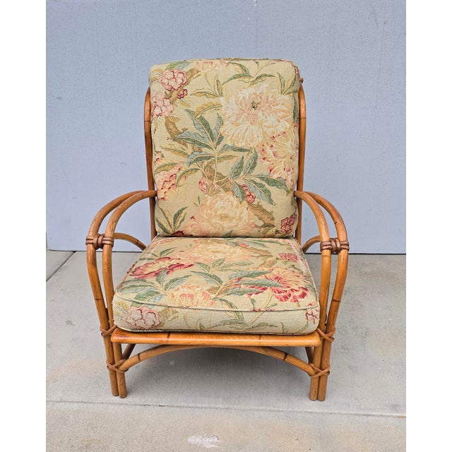 Mid-Century Modern Vintage Heywood Wakefield Mid Century Modern BentWood Rattan Lounge Chair For Sale - Image 3 of 18
