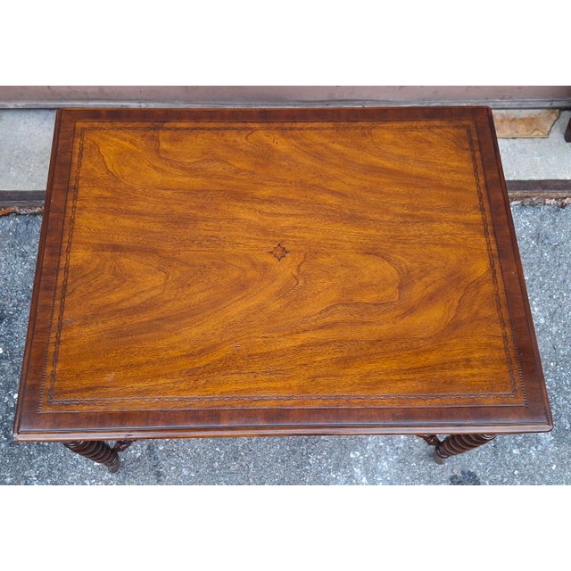 Late 20th Century Maitland-Smith Banded Mahogany Barley Twist Legs Side Table For Sale - Image 11 of 15