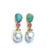 Bochic "Orient" Blue Opal, Pearl & Pink Ruby Earrings Set 18K Gold & Silver For Sale - Image 11 of 18