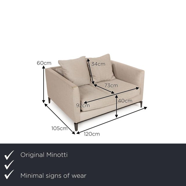 The Andersen armchair from Minotti is covered in a beige fabric and stands on narrow feet. I have official proof of...