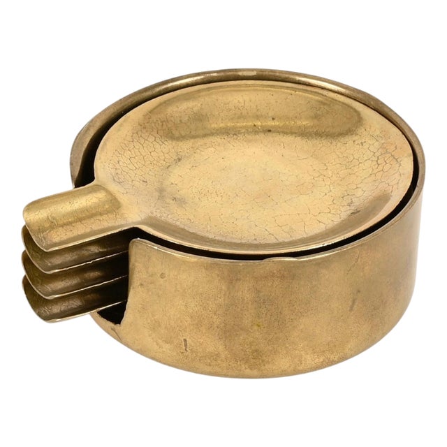 Mid-Century Austrian Stackable Brass Ashtrays in the style of Jacques Adnet, 1950s, Set of 4 For Sale