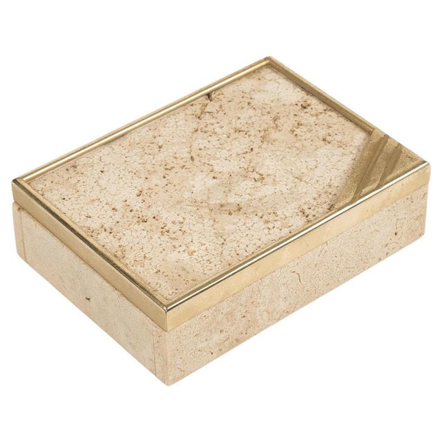Midcentury Rectangular Box in Travertine and Brass by Enzo Mari, 1970s For Sale - Image 14 of 14