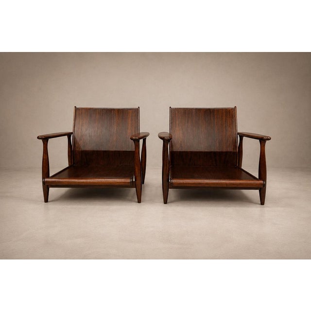 Pair of Armchairs in Brazilian Rosewood & Bouclé by Liceu de Artes, 1960s – Lot 218A For Sale - Image 12 of 14