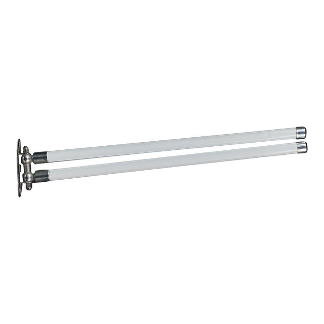 European Mid Century Milk Glass Double Arm Towel Rack For Sale