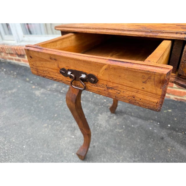 Wood Vintage French Provincial Rustic Farmhouse Style Three Drawer Console Table/ Table Desk For Sale - Image 7 of 13